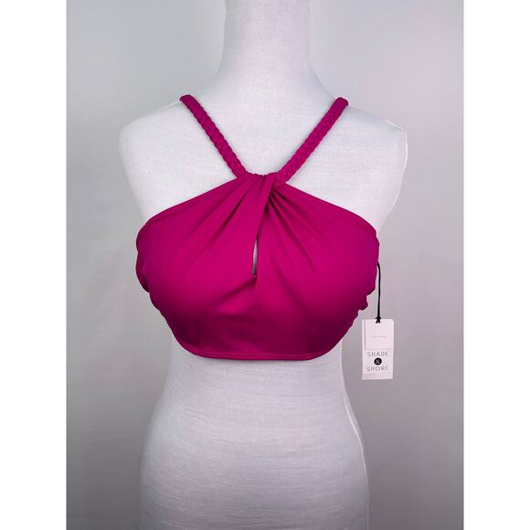 Shade & Shore Other - Shade & Shore Magenta Braided Halter Strap Bikini Top 34B NWT